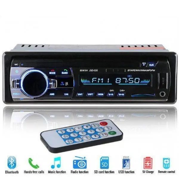 Автомагнитола JSD-520BT +AUX +Радио +Bluetooth, Блютуз магнитола в машину, Автомобильная магнитола 1 din 00016845 фото