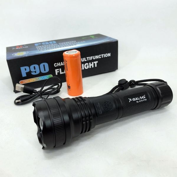 Фонарик ручной тактический Bailong BL-K70-P90, фонарик светодиодный для туриста, сверхмощный фонарик 00022848 фото