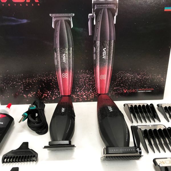 Професійний набір для стрижки волосся VGR V-640 акумуляторний Barber Combo PREMIUM. Колір: червоний 00015260 фото