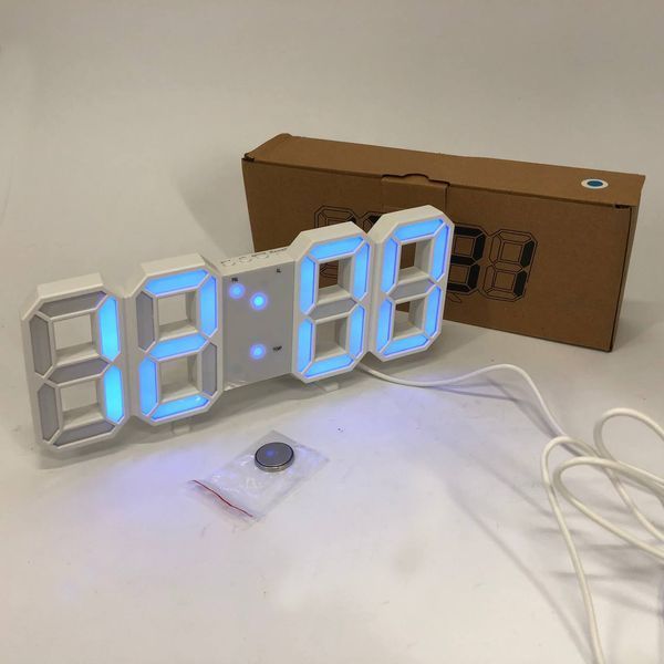 Годинник настільний LY-1089 з білим підсвічуванням LED синій, Годинник настільний професійний електронний 00012698 фото