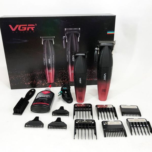 Професійний набір для стрижки волосся VGR V-640 акумуляторний Barber Combo PREMIUM. Колір: червоний 00015260 фото