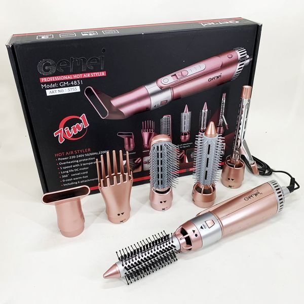 Щипцы фен для волос мультистайлер GEMEI GM-4831 7в1, классический фен для волос, мощный фен для волос 00014322 фото