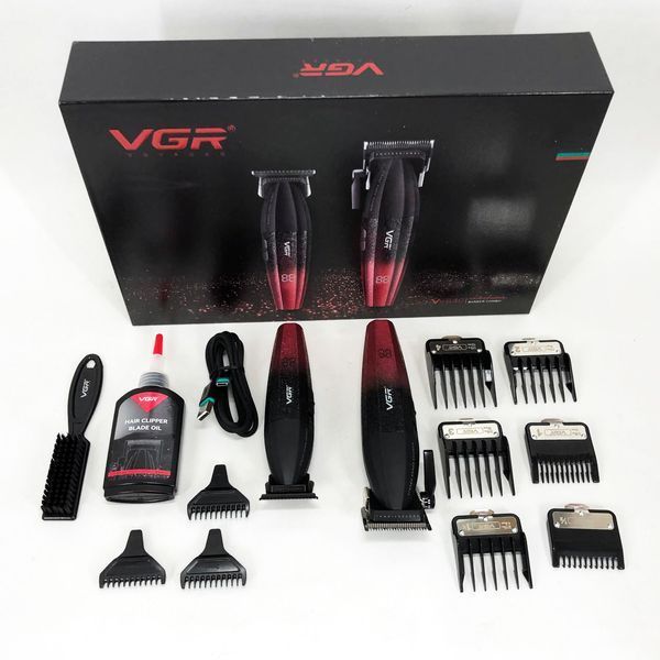 Професійний набір для стрижки волосся VGR V-640 акумуляторний Barber Combo PREMIUM. Колір: червоний 00015260 фото