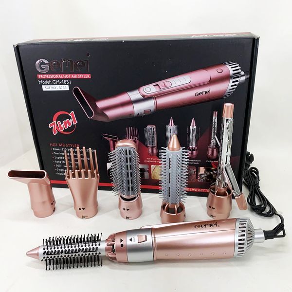 Щипцы фен для волос мультистайлер GEMEI GM-4831 7в1, классический фен для волос, мощный фен для волос 00014322 фото