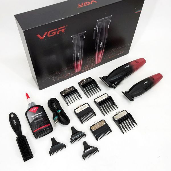 Професійний набір для стрижки волосся VGR V-640 акумуляторний Barber Combo PREMIUM. Колір: червоний 00015260 фото