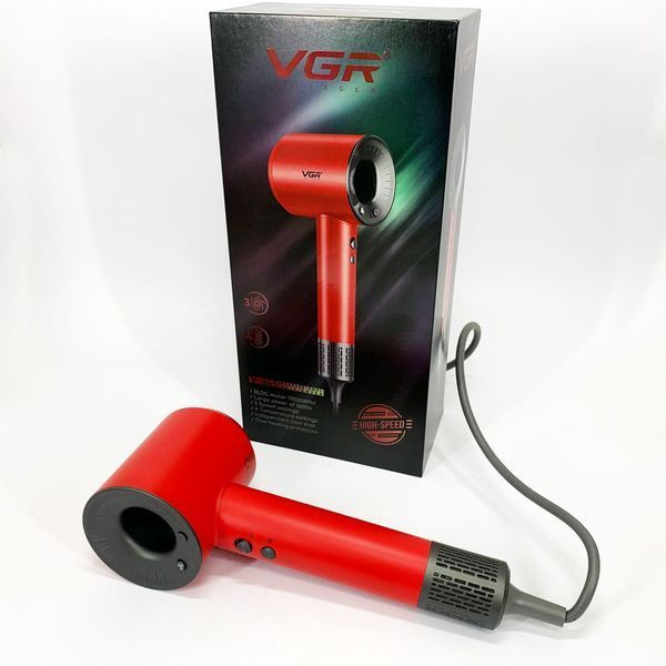 Фен професійний VGR V-445 RED, 3 рівні обдування, 4 рівні температури, 1600 Вт 00014868 фото