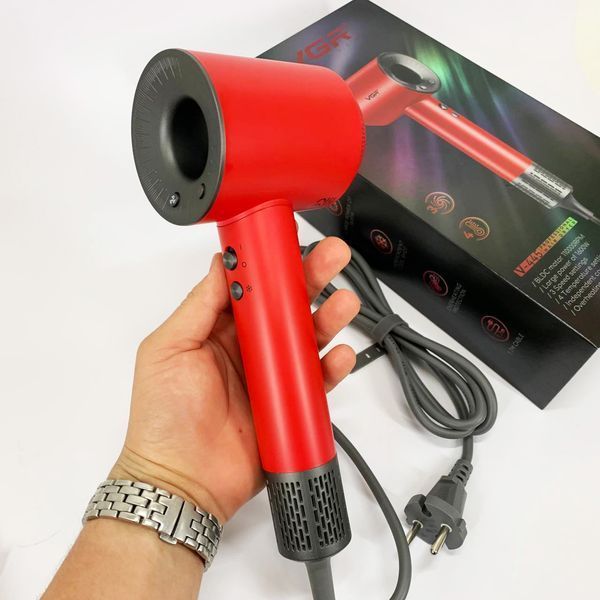Фен професійний VGR V-445 RED, 3 рівні обдування, 4 рівні температури, 1600 Вт 00014868 фото