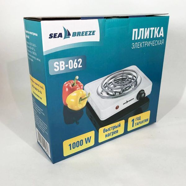 Настільна плита електрична Sea Breeze SB-062 1000 Вт, настільна одноконфоркова, плита побутова 00018651 фото