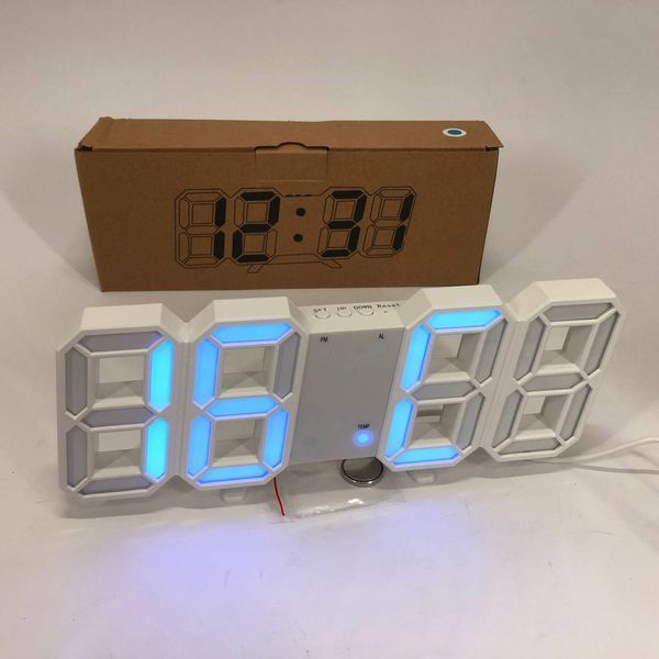 Годинник настільний LY-1089 з білим підсвічуванням LED синій, Годинник настільний професійний електронний 00012698 фото