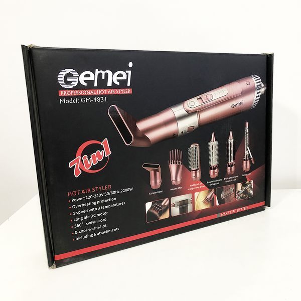 Щипцы фен для волос мультистайлер GEMEI GM-4831 7в1, классический фен для волос, мощный фен для волос 00014322 фото