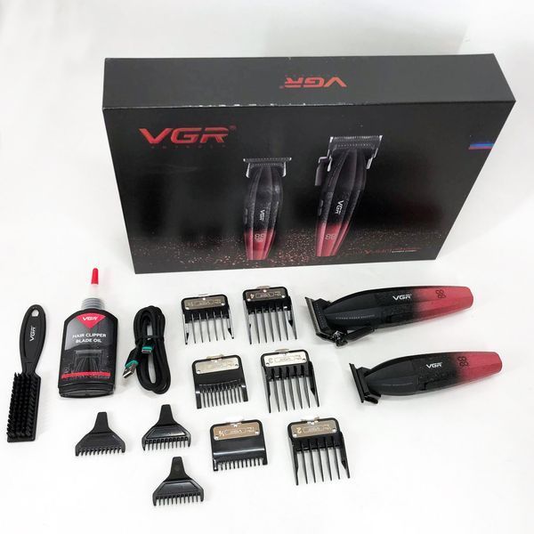 Професійний набір для стрижки волосся VGR V-640 акумуляторний Barber Combo PREMIUM. Колір: червоний 00015260 фото