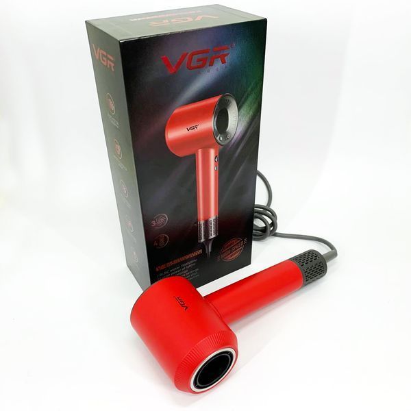 Фен професійний VGR V-445 RED, 3 рівні обдування, 4 рівні температури, 1600 Вт 00014868 фото