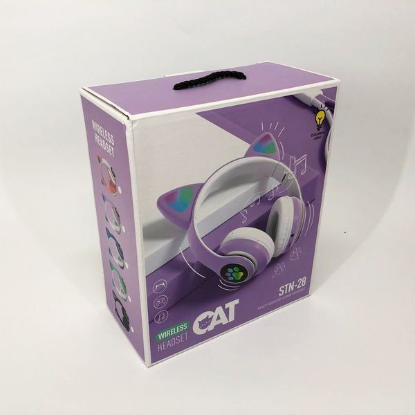 Бездротові навушники LED з котячими вушками CAT STN-28. Колір: фіолетовий 00023863 фото