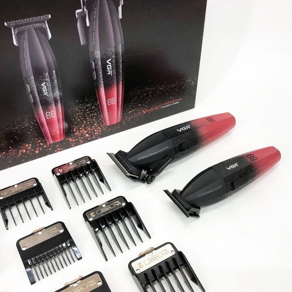 Професійний набір для стрижки волосся VGR V-640 акумуляторний Barber Combo PREMIUM. Колір: червоний 00015260 фото
