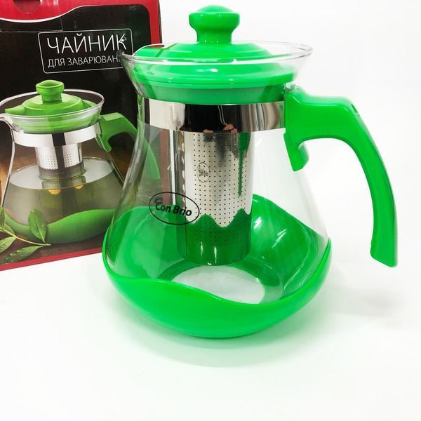 Чайник заварювальний Con Brio Green CB-6215 1,5 л, Чайник самовар скляний. Колір: зелений 00019113 фото