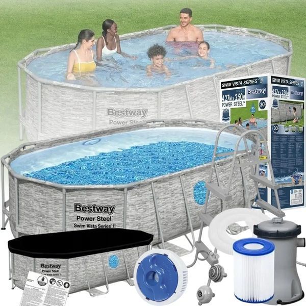 Семейный овальный каркасный бассейн Bestway 56716 549х274х122 см с фильтром и лестницей на 13420 л 00013152 фото