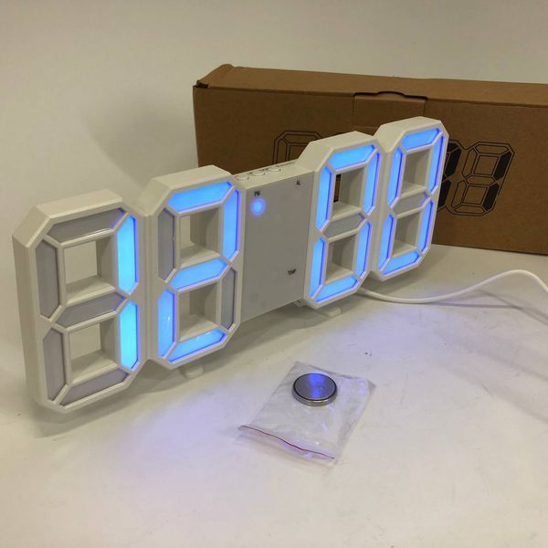 Годинник настільний LY-1089 з білим підсвічуванням LED синій, Годинник настільний професійний електронний 00012698 фото