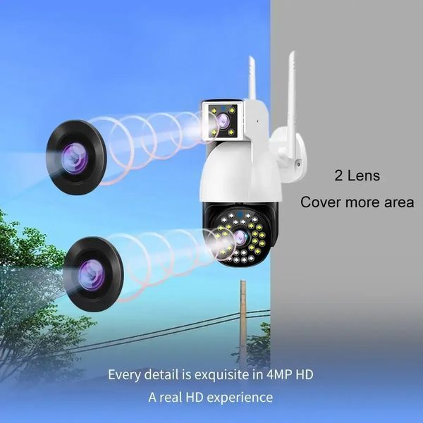 Бездротова Камера DUAL CAMERA P12 WIFI IP 360/90 V380PRO 3+3.0mp Поворотна вулиця з датчиком руху 00017374 фото