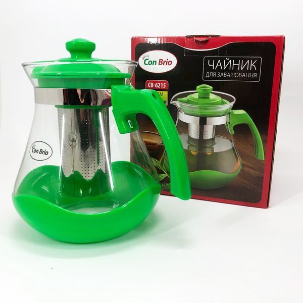 Чайник заварювальний Con Brio Green CB-6215 1,5 л, Чайник самовар скляний. Колір: зелений 00019113 фото