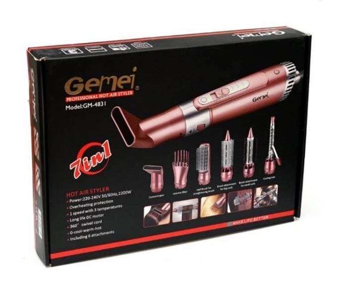 Щипцы фен для волос мультистайлер GEMEI GM-4831 7в1, классический фен для волос, мощный фен для волос 00014322 фото