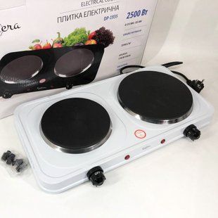 Плитка электрическая Suntera DP-1935B, 2500W, 2 конфорки разного диаметра, 2 конфорки. Цвет: белый 00018923 фото