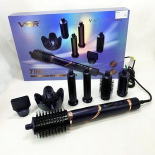 Фен-стайлер для волос 7в1 VGR V-477 DARK Blue Professional 1400 Вт 7 насадок 00014869 фото