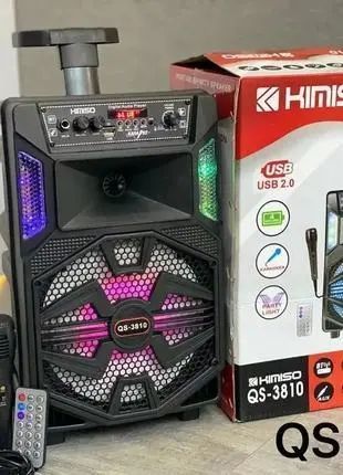 Портативная колонка с микрофоном Kimiso QS-3810 Bluetooth для караоке пультом 00018036 фото