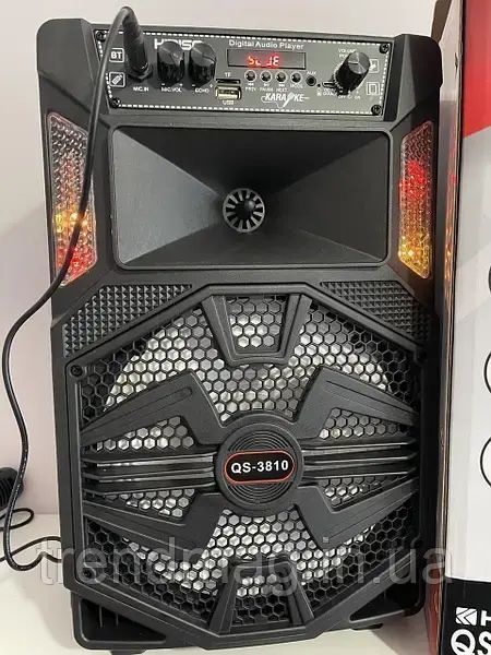Портативная колонка с микрофоном Kimiso QS-3810 Bluetooth для караоке пультом 00018036 фото