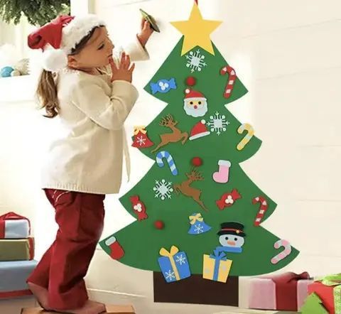Дитяча ялинка з іграшками з фетру на стіну 95 х 70см chrismas free 00024929 фото