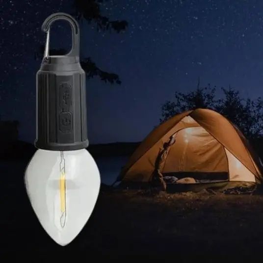 Лампочка з акумулятором + карабін, від USB, BL HK-169B / Підвісна LED лампочка / Ліхтар для кемпінгу 00023668 фото