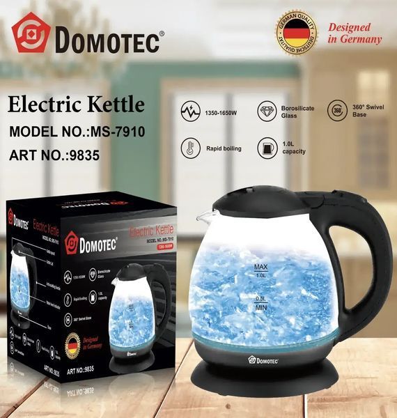 Электрический стеклянный чайник 1 л Domotec MS 7910 00021149 фото