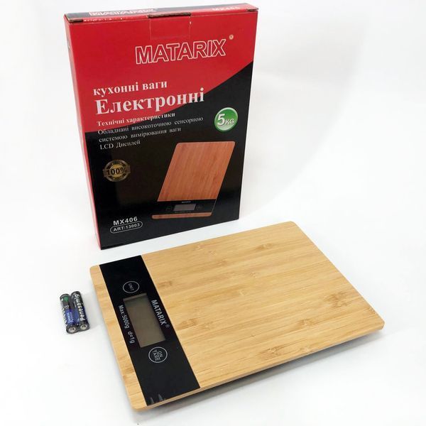 Весы кухонные MATARIX MX-406 5кг Wood, Кухонные весы для приготовления блюд, Весы для домашней кухни 00018634 фото