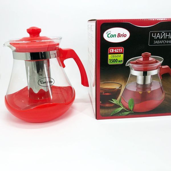 Чайник заварочный Con Brio Green CB-6215 1,5 л, Чайник заварочный качественный на кухню. Цвет: красный 00019114 фото