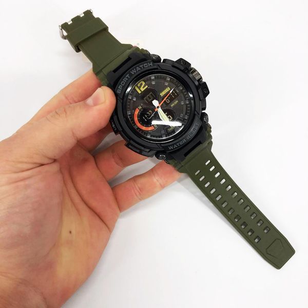 Годинник наручний чоловічий SKMEI 1343AG ARMY GREEN, годинник тактичний протиударний. Колір: зелений 00022033 фото
