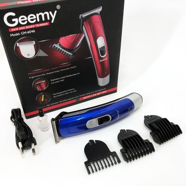 Машинка для стрижки волосся Gemei GM-6046, Акумуляторний універсальний тример для стрижки. Колір: синій 00014518 фото