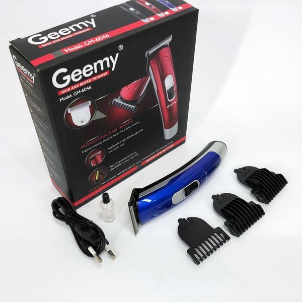 Машинка для стрижки волосся Gemei GM-6046, Акумуляторний універсальний тример для стрижки. Колір: синій 00014518 фото