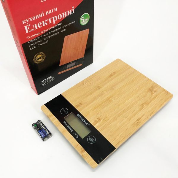 Весы кухонные MATARIX MX-406 5кг Wood, Кухонные весы для приготовления блюд, Весы для домашней кухни 00018634 фото