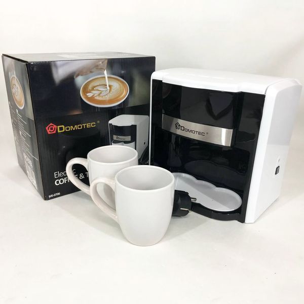 Кавоварка Domotec MS-0706 з двома чашками в наборі біла, Кавоварки для домашнього користування 00019768 фото