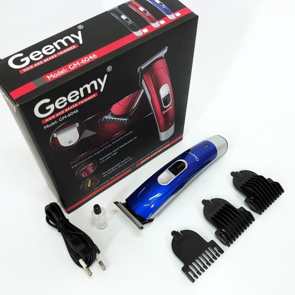 Машинка для стрижки волосся Gemei GM-6046, Акумуляторний універсальний тример для стрижки. Колір: синій 00014518 фото