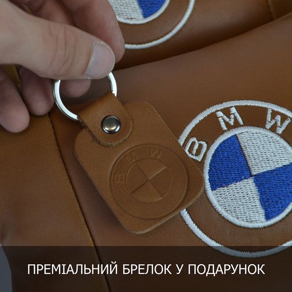 Комплект автоподушек 2шт из натуральной коричневой кожи для BMW. Ортопедическая подушка в авто БМВ 00016732 фото