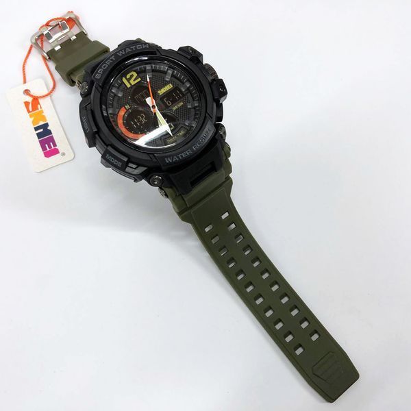 Годинник наручний чоловічий SKMEI 1343AG ARMY GREEN, годинник тактичний протиударний. Колір: зелений 00022033 фото