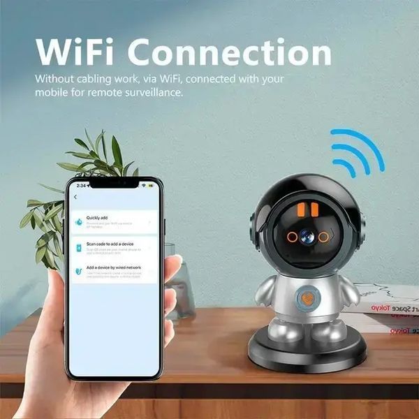 Поворотна бездротова відеокамера Wi-Fi-відеоня 2K ART 8936 з датчиком руху та поворотом на 355 градусів 00017375 фото