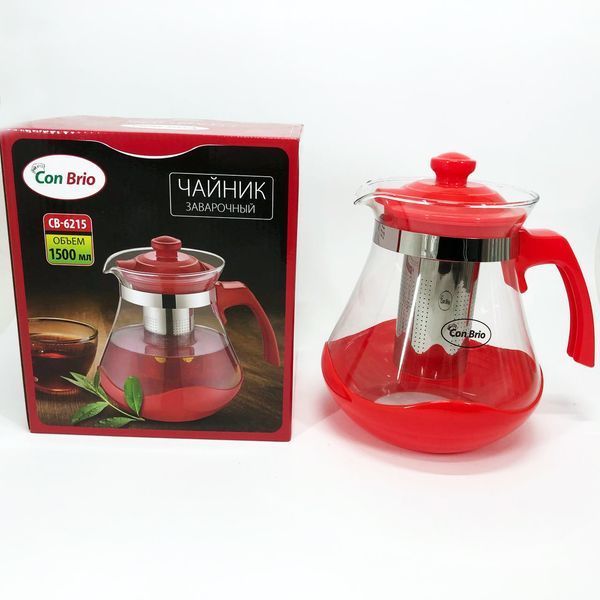 Чайник заварочный Con Brio Green CB-6215 1,5 л, Чайник заварочный качественный на кухню. Цвет: красный 00019114 фото