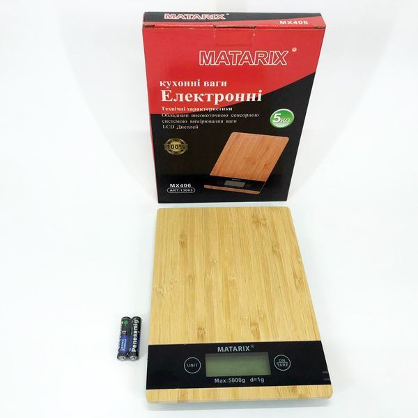 Весы кухонные MATARIX MX-406 5кг Wood, Кухонные весы для приготовления блюд, Весы для домашней кухни 00018634 фото