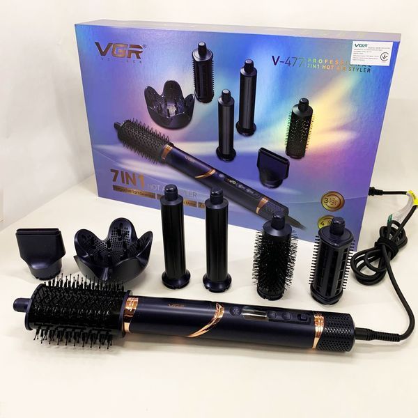 Фен-стайлер для волос 7в1 VGR V-477 DARK Blue Professional 1400 Вт 7 насадок 00014869 фото