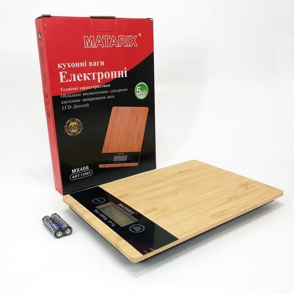 Весы кухонные MATARIX MX-406 5кг Wood, Кухонные весы для приготовления блюд, Весы для домашней кухни 00018634 фото