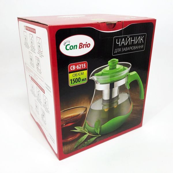 Чайник заварочный Con Brio Green CB-6215 1,5 л, Чайник заварочный качественный на кухню. Цвет: красный 00019114 фото