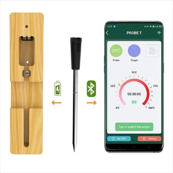Цифровий Bluetooth термометр з керуванням через телефон, для м'яса, гриля та духовки 00020786 фото
