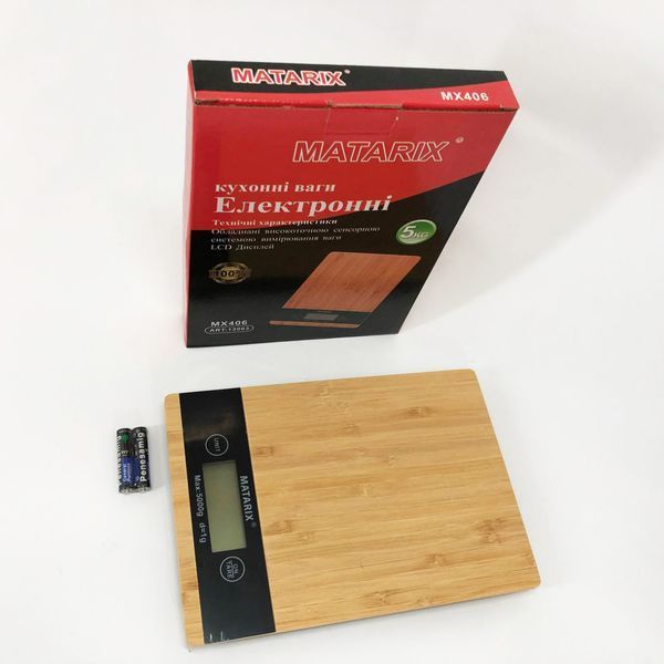 Весы кухонные MATARIX MX-406 5кг Wood, Кухонные весы для приготовления блюд, Весы для домашней кухни 00018634 фото