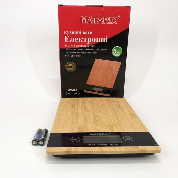 Весы кухонные MATARIX MX-406 5кг Wood, Кухонные весы для приготовления блюд, Весы для домашней кухни 00018634 фото